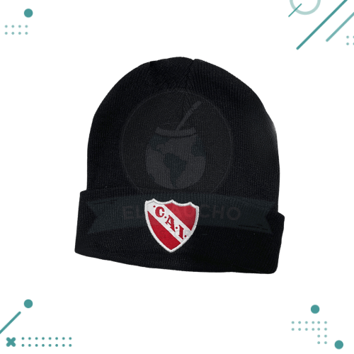 Gorro Lana Independiente, Color Negro con Escudo Bordado (CAI)