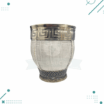 Mate Imperial Cuero Croco Con Virola Y Base De Alpaca Color Blanco