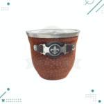 Mate de Vidrio Forrado en Cuero Simil Carpincho y Cinto (Color Marron)