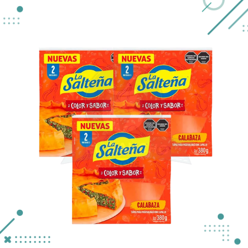 Tapas para PASCUALINA-TARTA La Salteña, Calabaza 2u (pack 3 un)(6 discos)