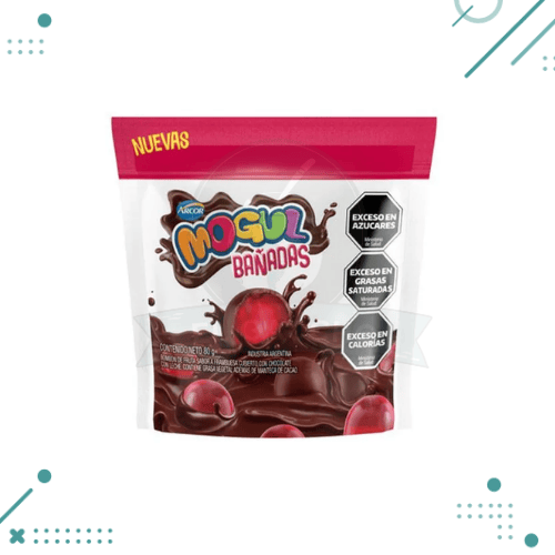 MOGUL Bombon de fruta sabor frambuesa cubierto con chocolate con leche 80gr
