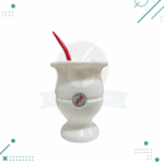Mate Con Pie, Tubo RIVER Color Blanco + Bombilla - Imagen 2