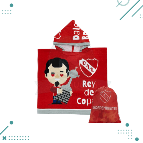 Toalla Poncho Infantil 60x120cm, Rey de Copas (Hincha Independiente)